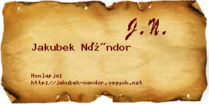 Jakubek Nándor névjegykártya